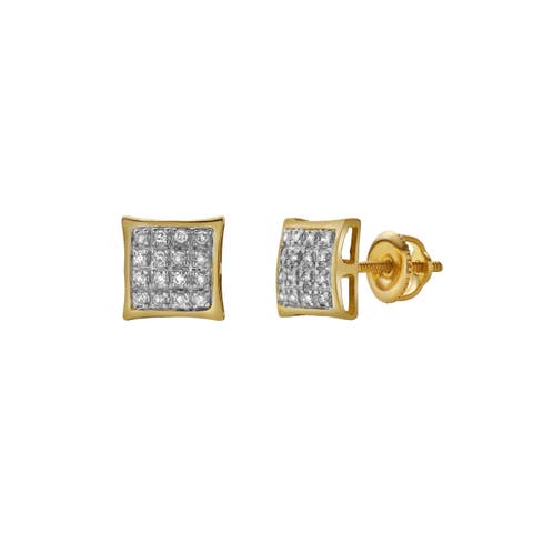 Resplendor 10K Yellow Gold Diamond Unisex Earrings - 0.11 Cts