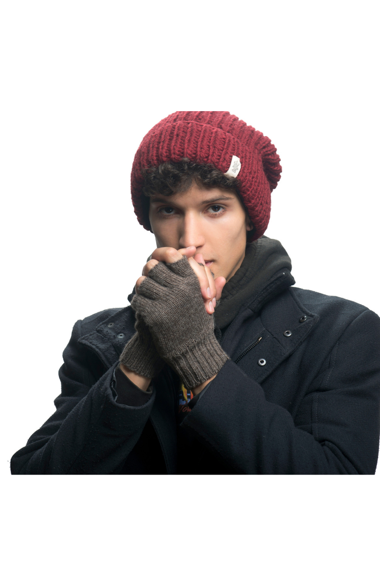 Striped and Solid Fingerless Gloves, Alternate, color, Charcoal
