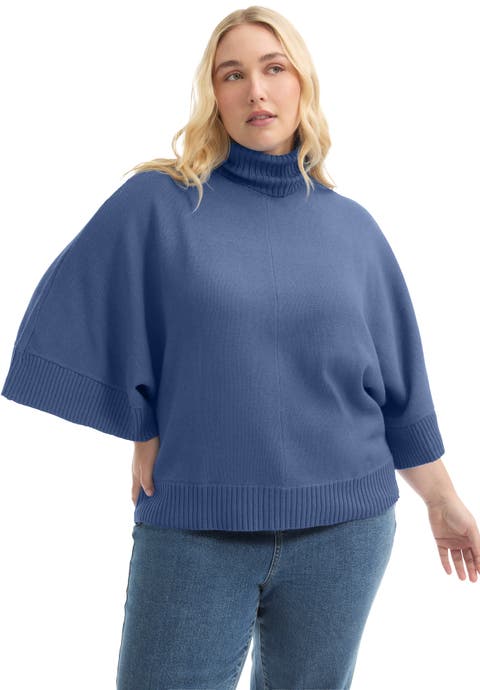 Wide-Sleeve Turtleneck Sweater