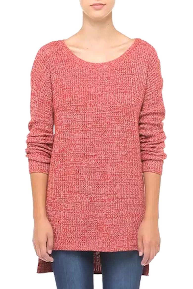 Textured Knit Pullover, Alternate, color, RED OCHRE AUTUMN MARL
