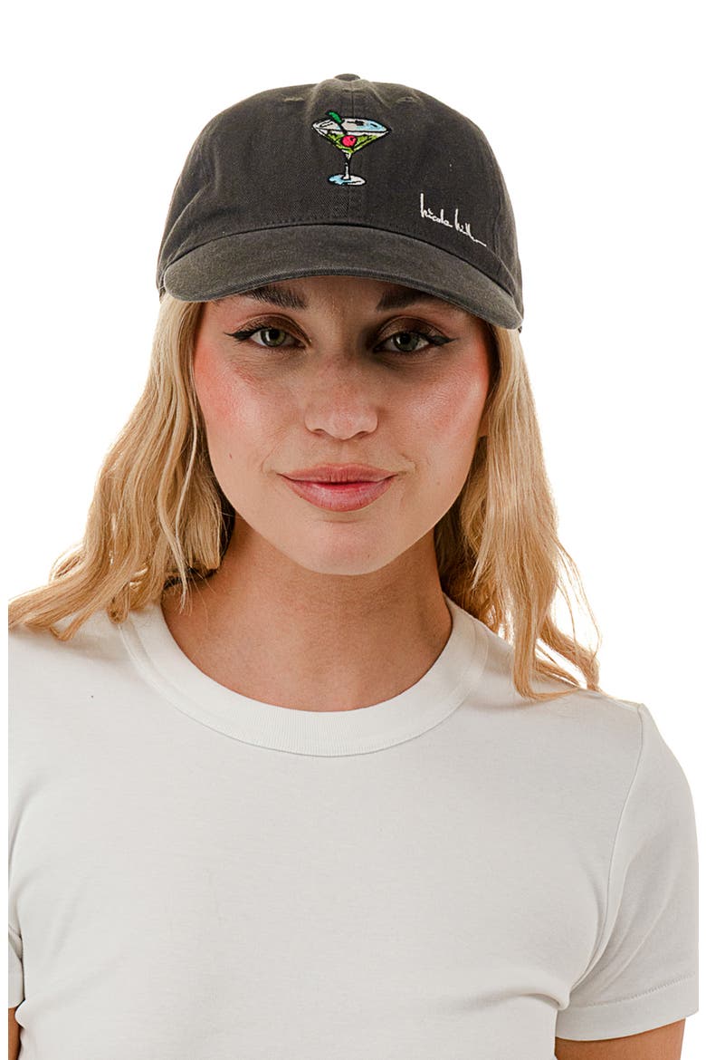 Martini Icon Baseball Cap, Alternate, color, BLACK