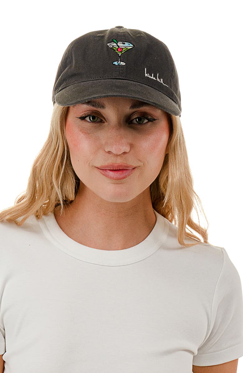 Nicole Miller Martini Icon Baseball Cap, Alternate, color, Black