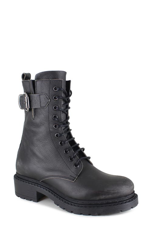 ZIGI Agatha Lace-Up Combat Boot in Black Leather at Nordstrom, Size 36