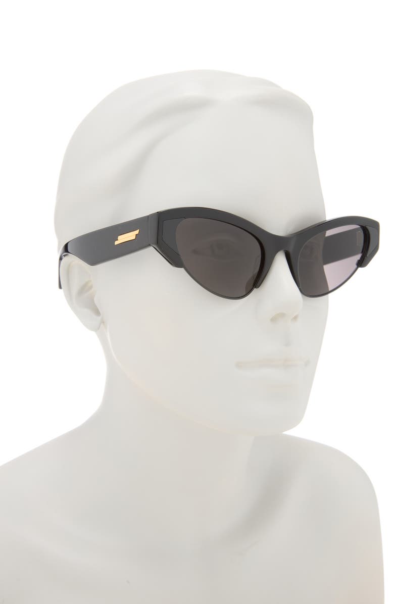 Bottega Veneta 53mm Cat Eye Sunglasses, Alternate, color, Black Black Grey