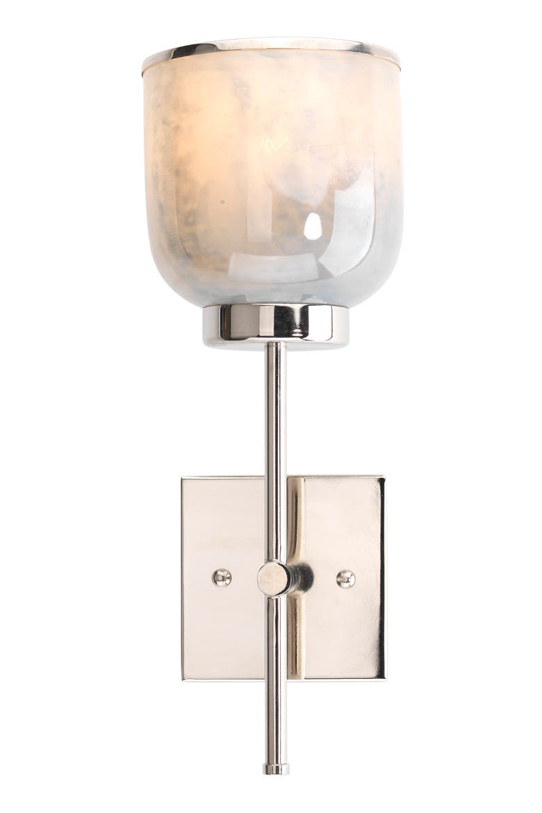 Vapor Single Sconce, Nickel and Blue Opal Metallic Glass, Alternate, color, Opal Blue Metallic Glass