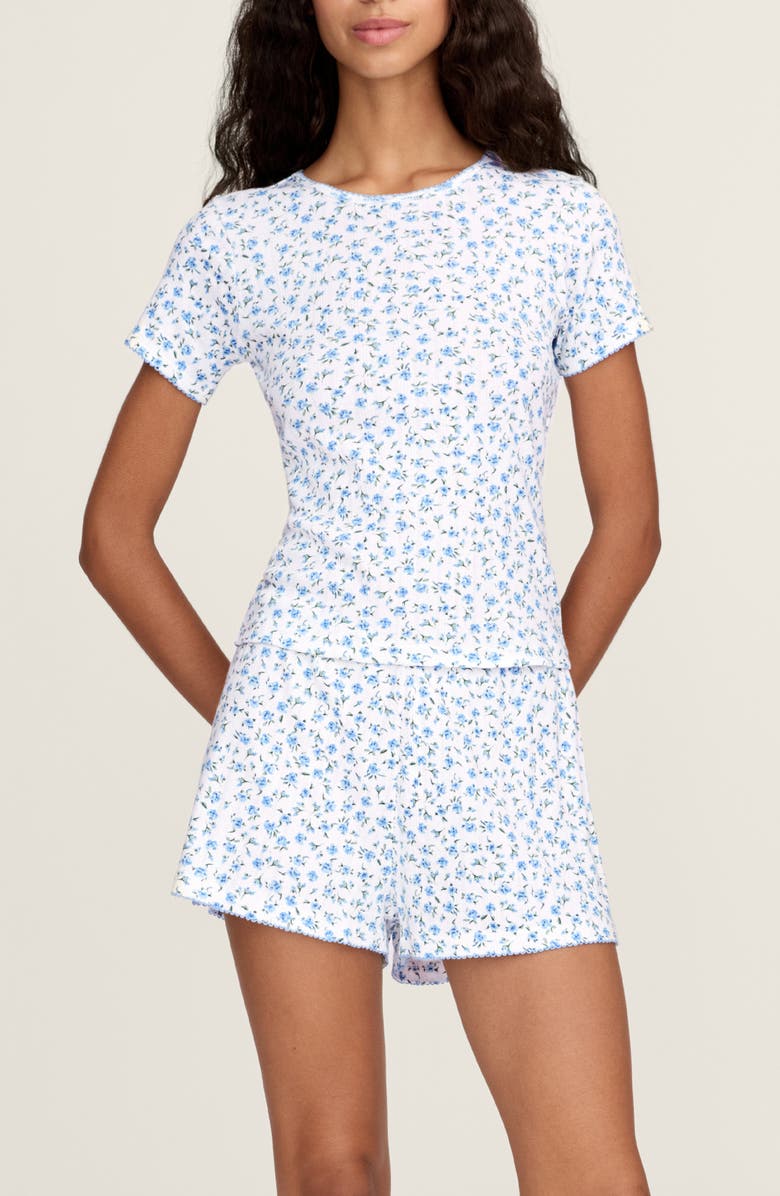 Petite Plume Pima Cotton Pointelle T-Shirt, Alternate, color, Blue