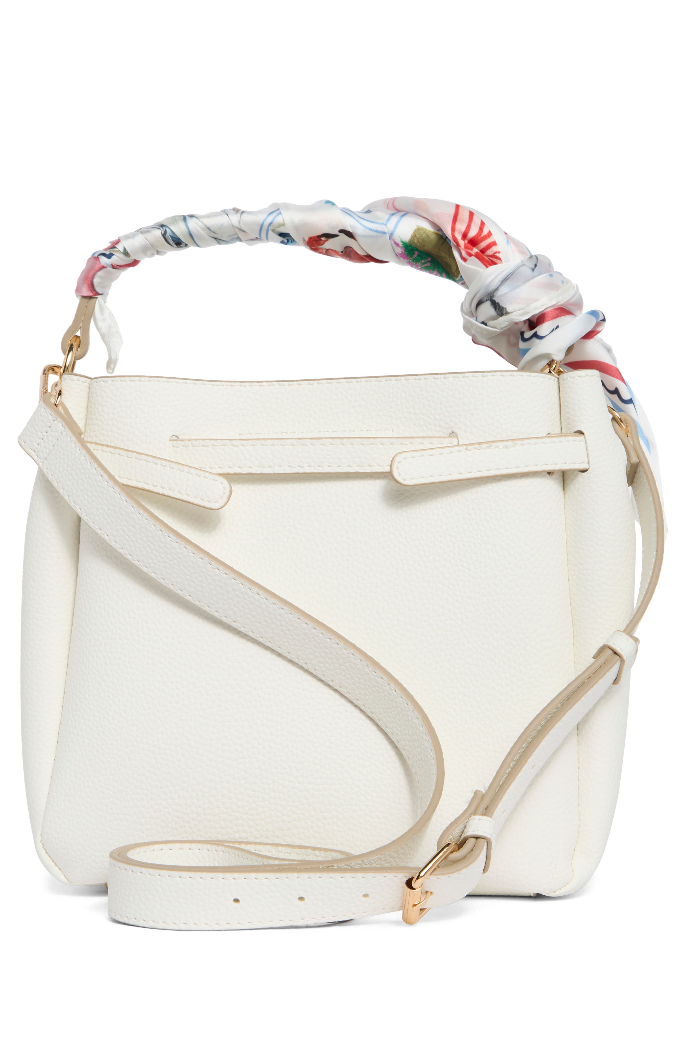 Scarf Trim Belted Bucket Bag, Alternate, color, CHALK