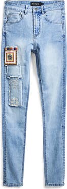 Desigual Embroidered Patch Skinny Jeans