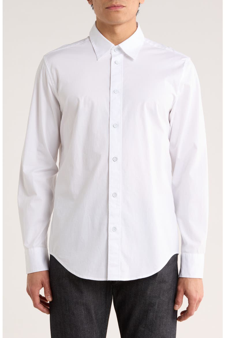 Zane Stretch Cotton Button-Up Shirt, Main, color, WHITE