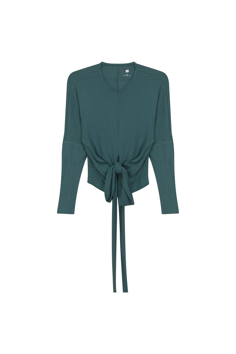 Ribbed Wrap Long Sleeve Stretch Top, Main, color, Hunter