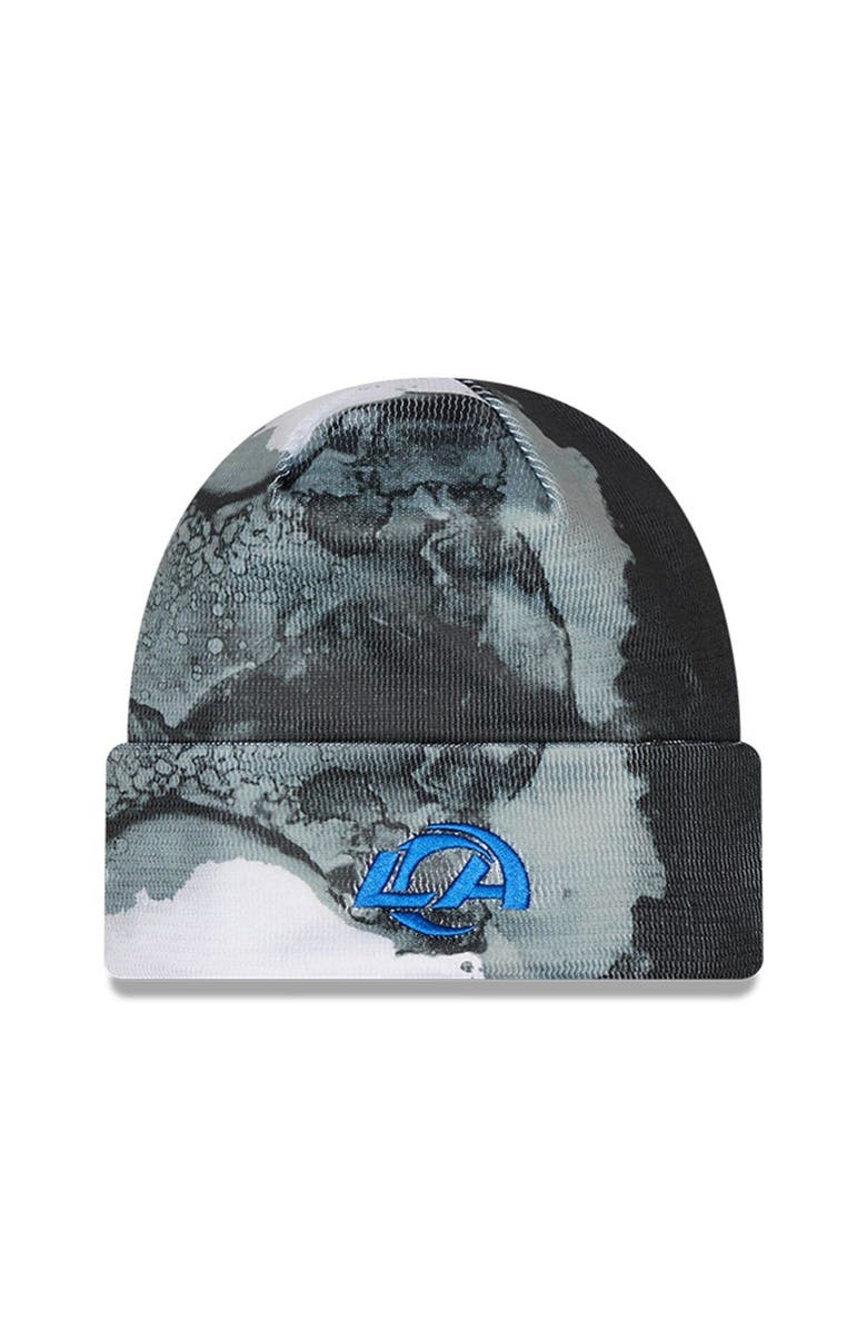 New Era Men's New Era Black Los Angeles Rams 2022 Sideline Ink Dye Tonal Cuffed Knit Hat, Alternate, color, 