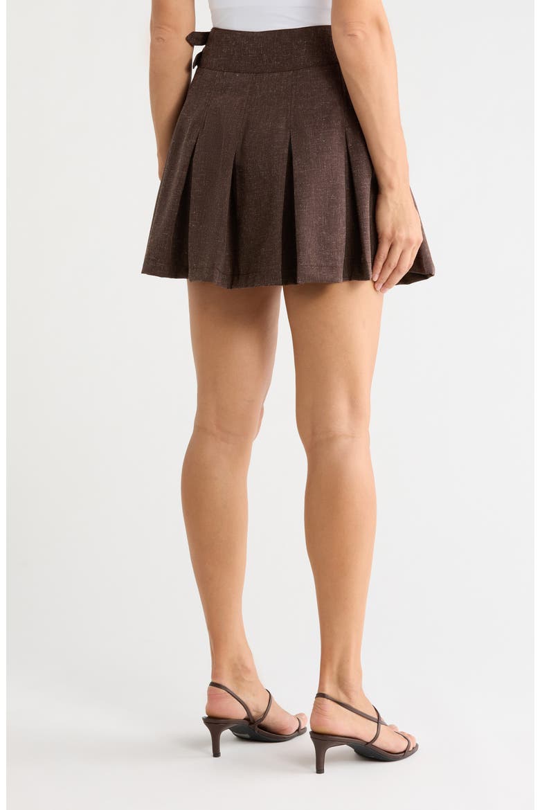 Buckle Wrap Pleated Miniskirt, Alternate, color, BROWN MELANGE