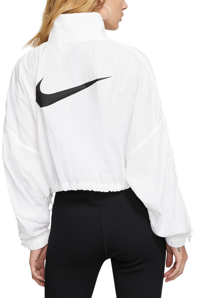 Sportswear Swoosh Crop Jacket, Alternate, color, WHITE/BLACK