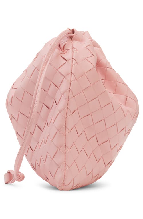 Shop Bottega Veneta Medium Dustbag Intrecciato Leather Shoulder Bag In 6858 Rose-muse Brass