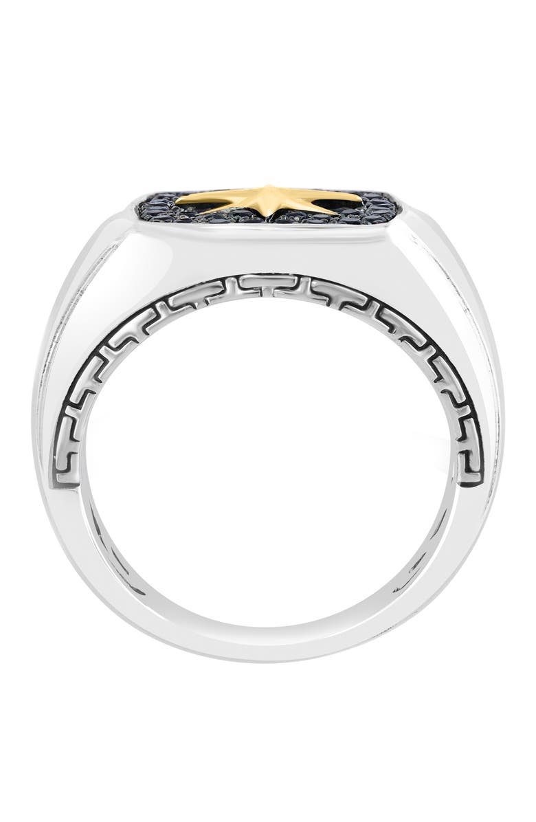 EFFY Sterling Silver & 14K Gold Black Sapphire Starburst Ring, Alternate, color, 