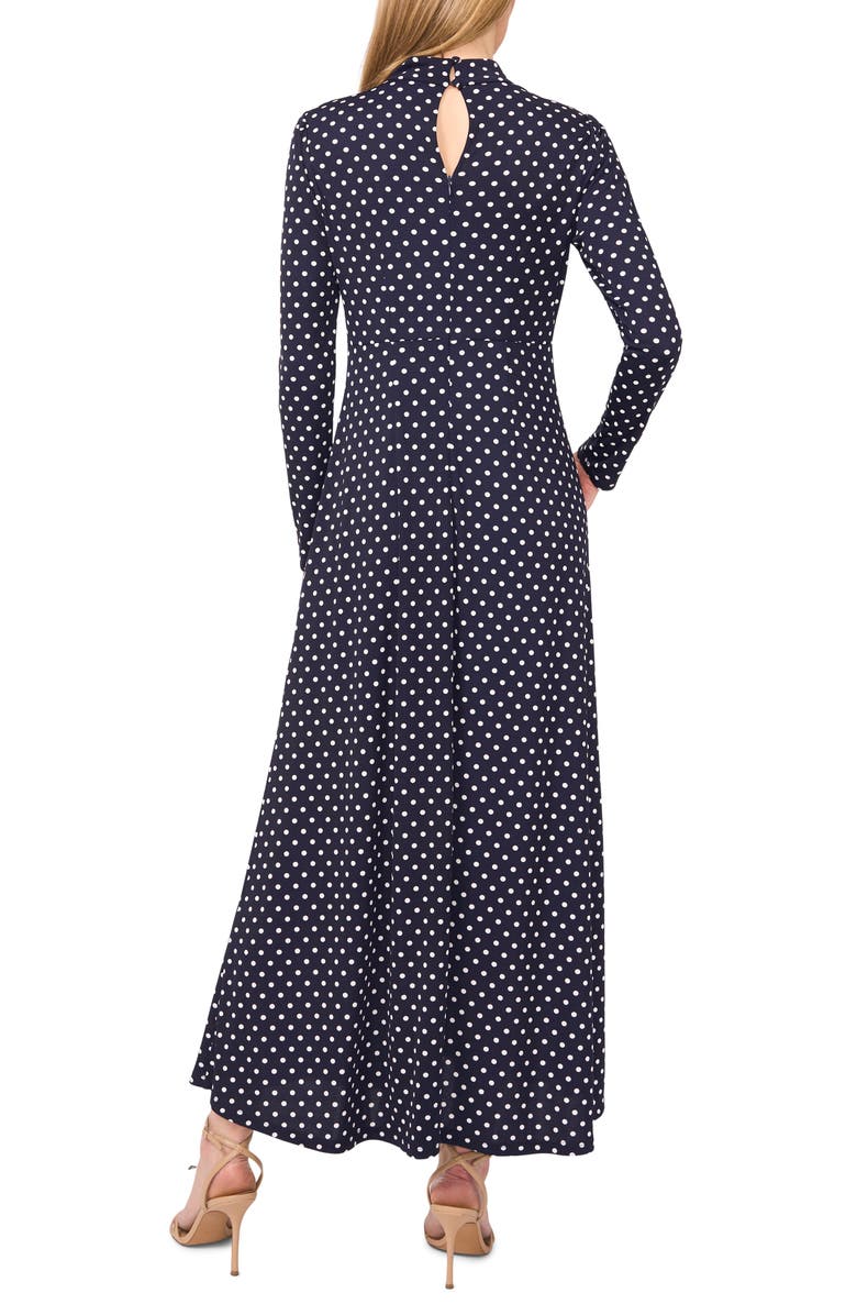 CeCe Polka Dot Long Sleeve A-Line Maxi Dress, Alternate, color,