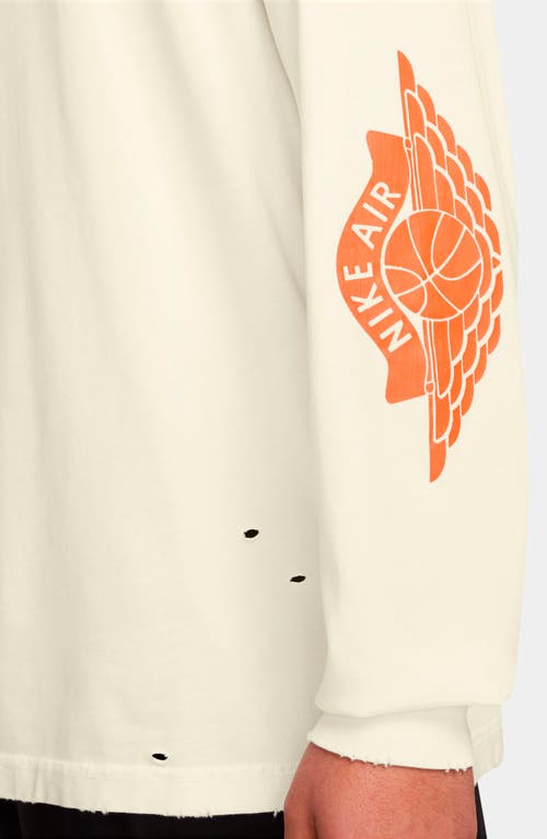 Jordan Rare Air Distressed Long Sleeve Graphic T-shirt In White