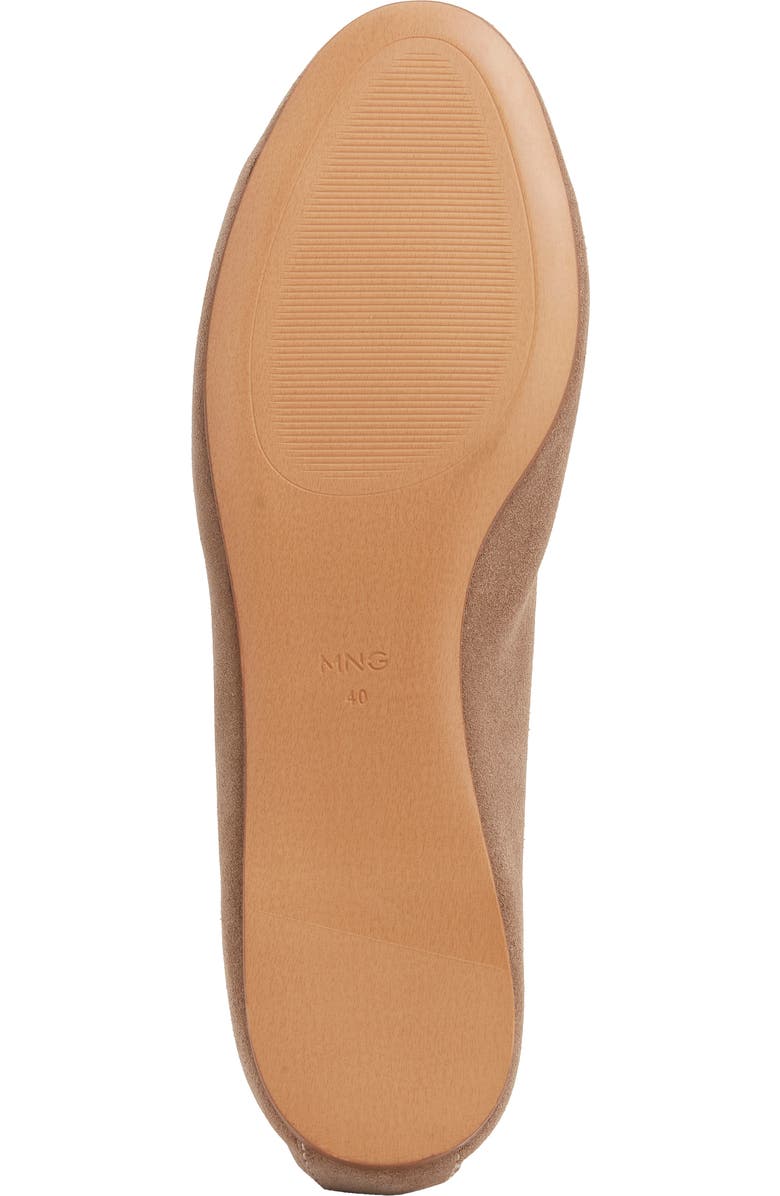 MANGO Bow Round Toe Ballet Flat, Alternate, color, Light/ Pastel Brown