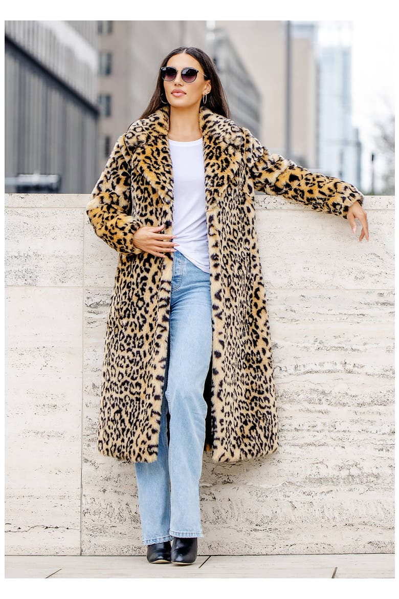 Roam Free Leopard Print Faux Fur Coat, Alternate, color, MULTI