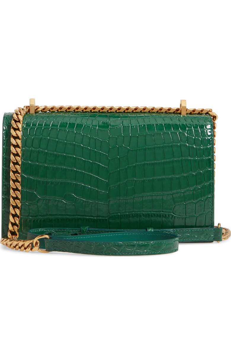 McQueen Alexander McQueen Knuckle Ring Croc Embossed Leather Crossbody Bag, Alternate, color,