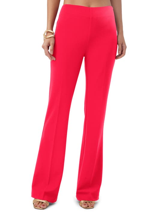 Trina Turk Jacoba Wide Leg Crepe Knit Pant In Cannes Coral