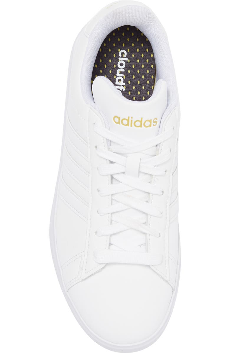 adidas Grand Court 2.0 Sneaker, Alternate, color, White/ White/ Gold Met.