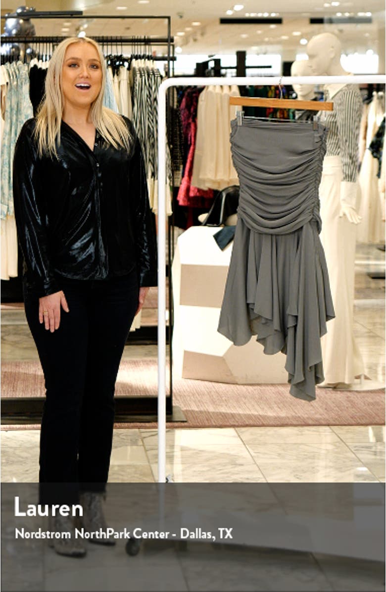 Valeria Ruched Asymmetric Ruffle Strapless Dress, sales video thumbnail