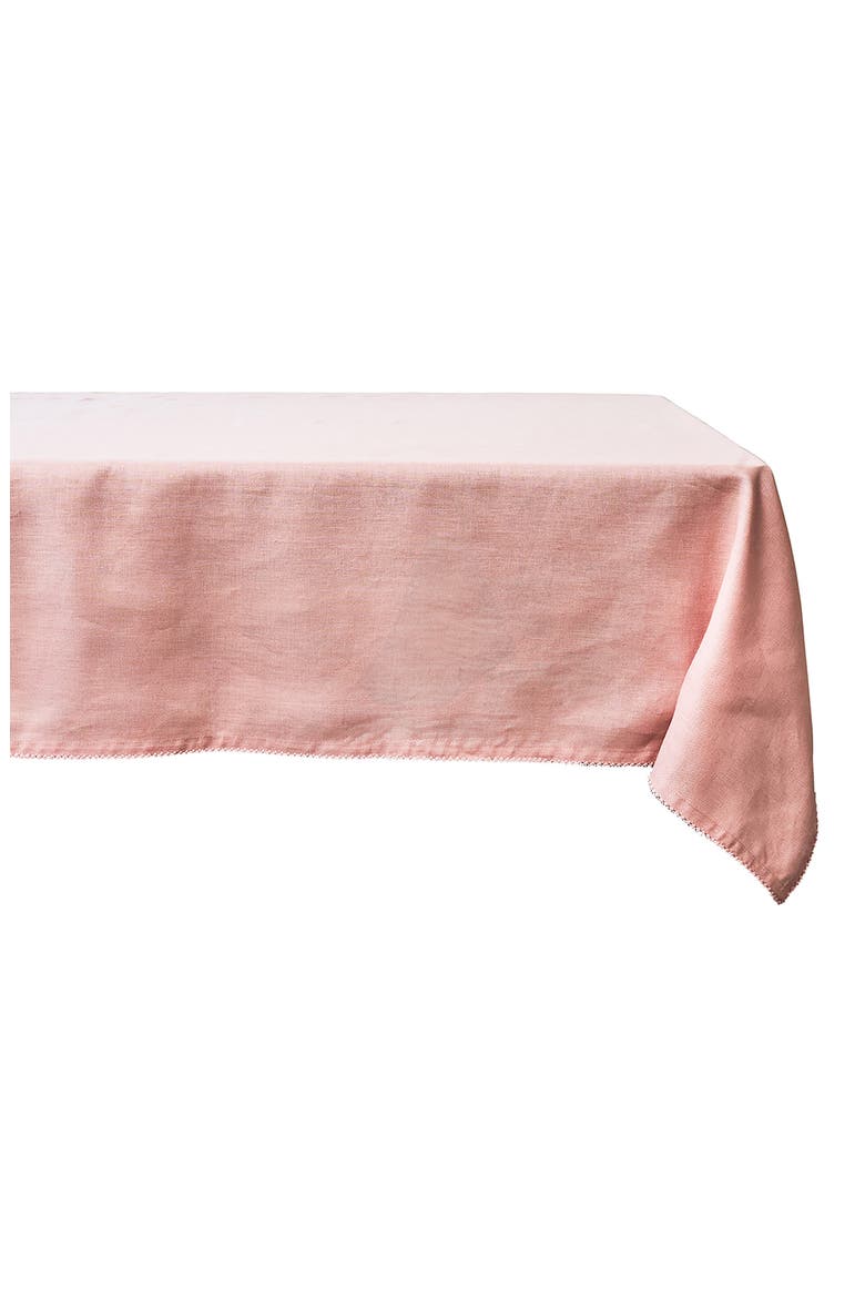 Berry Scallop Linen Tablecloth, Main, color, PINK
