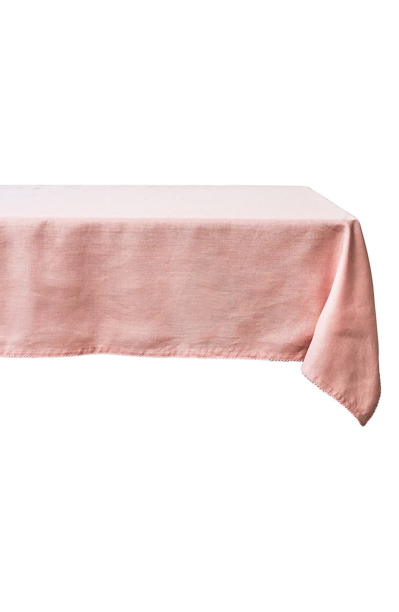 Juliska Berry Scallop Linen Tablecloth, Main, color, Pink