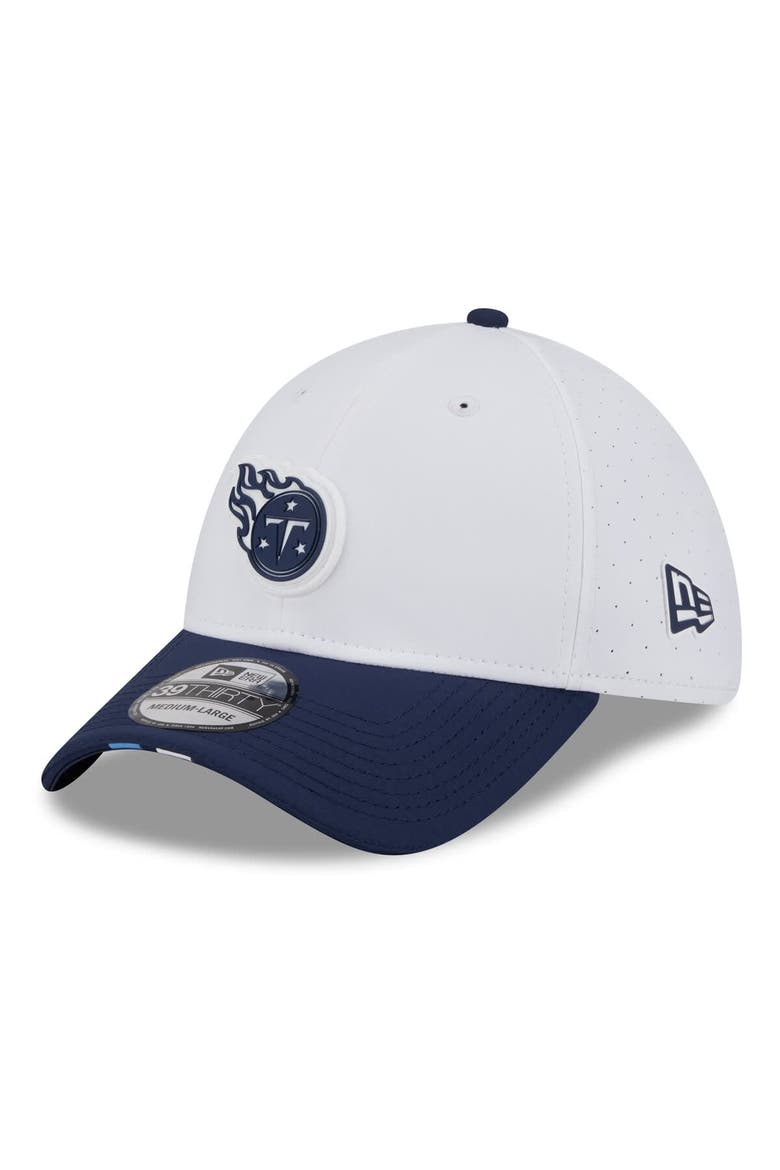 Men's New Era  White/Navy Tennessee Titans 2025 NFL Training Camp 39THIRTY Flex Hat, Alternate, color, White