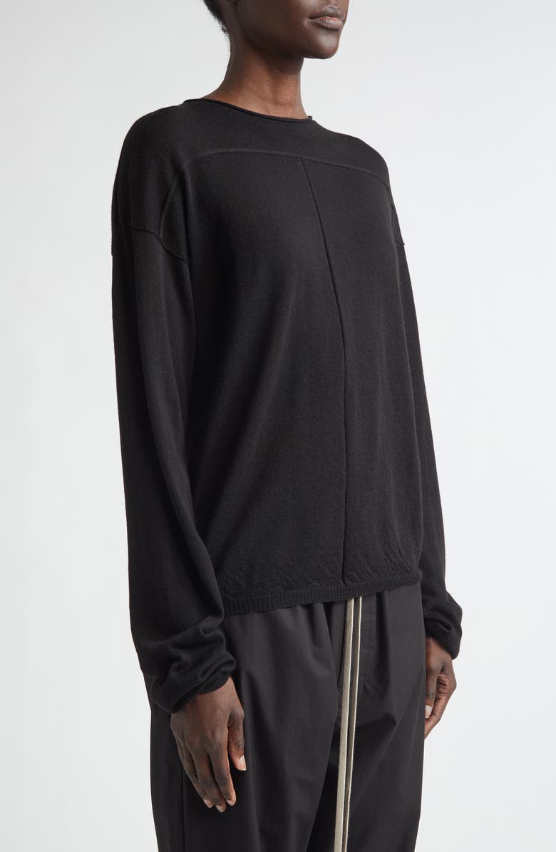 Rick Owens Virgin Wool Crewneck Sweater, Alternate, color, Black