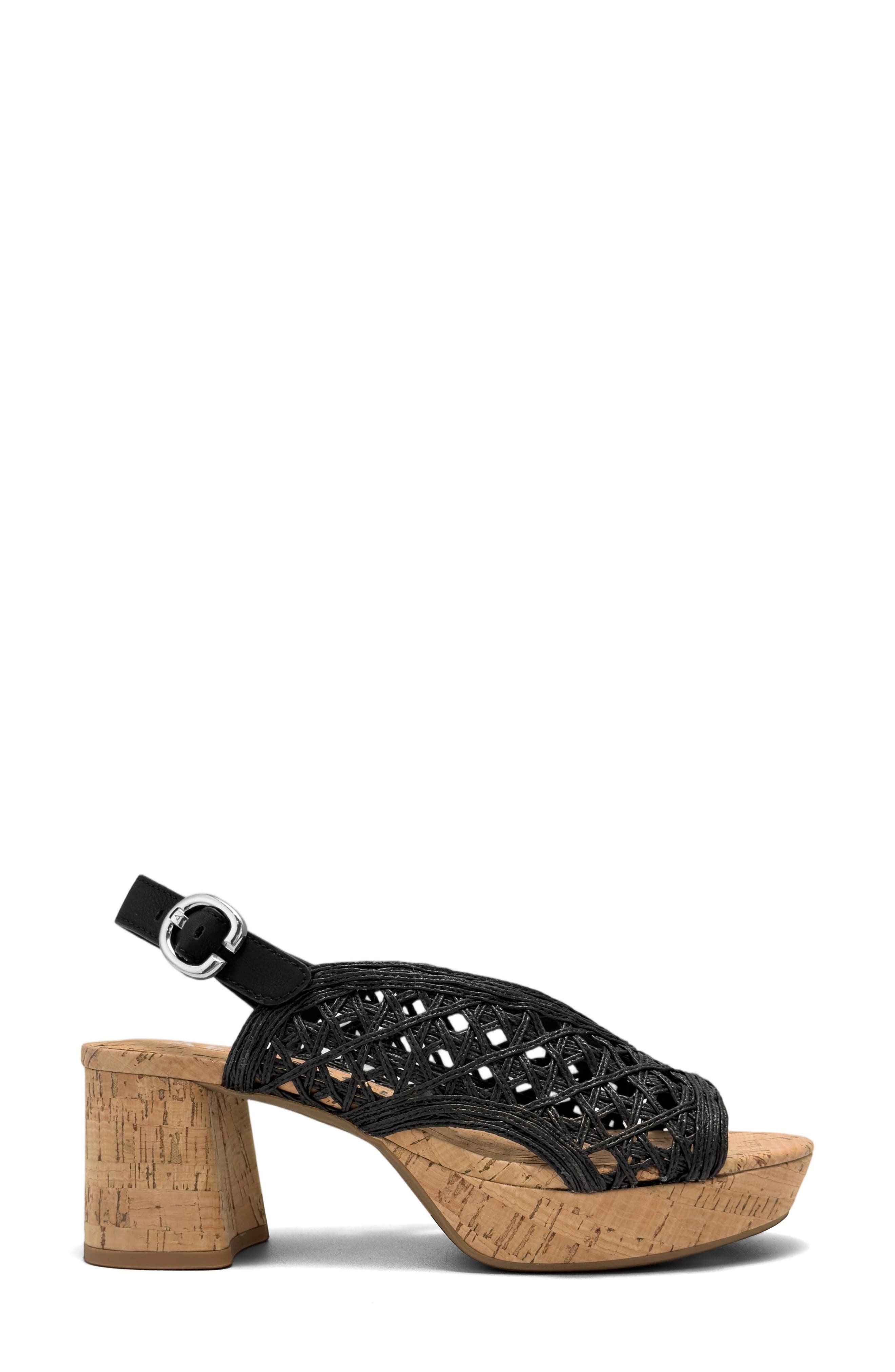 Clora Slingback Platform Sandal, Alternate, color, BLACK RAFFIA