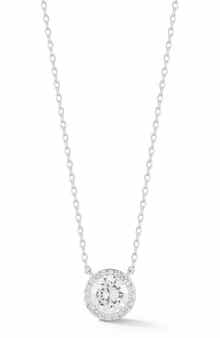 Cubic Zirconia Round Halo Pendant Necklace