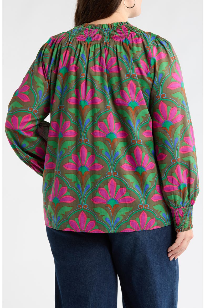 Evanna Floral Noehmi Smocked Top, Alternate, color, KELLY-GREEN-PINK