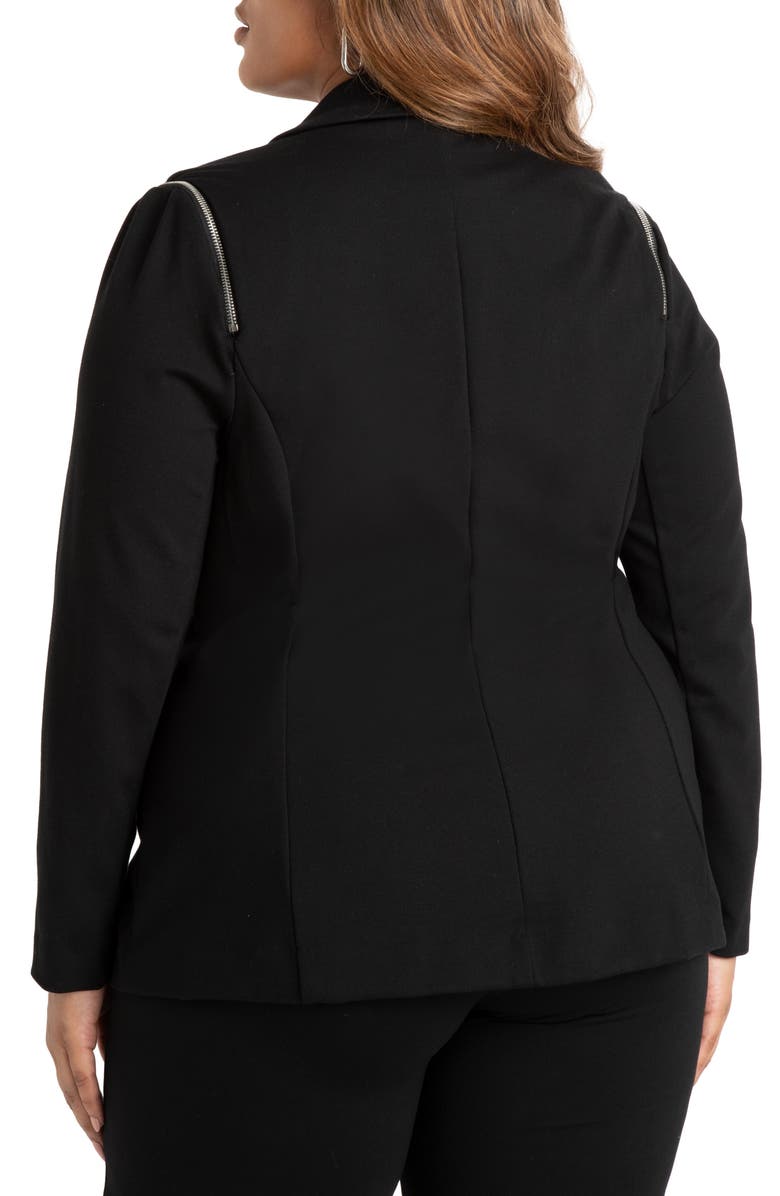 ELOQUII Zipper Detail Cold Shoulder Blazer, Alternate, color, 