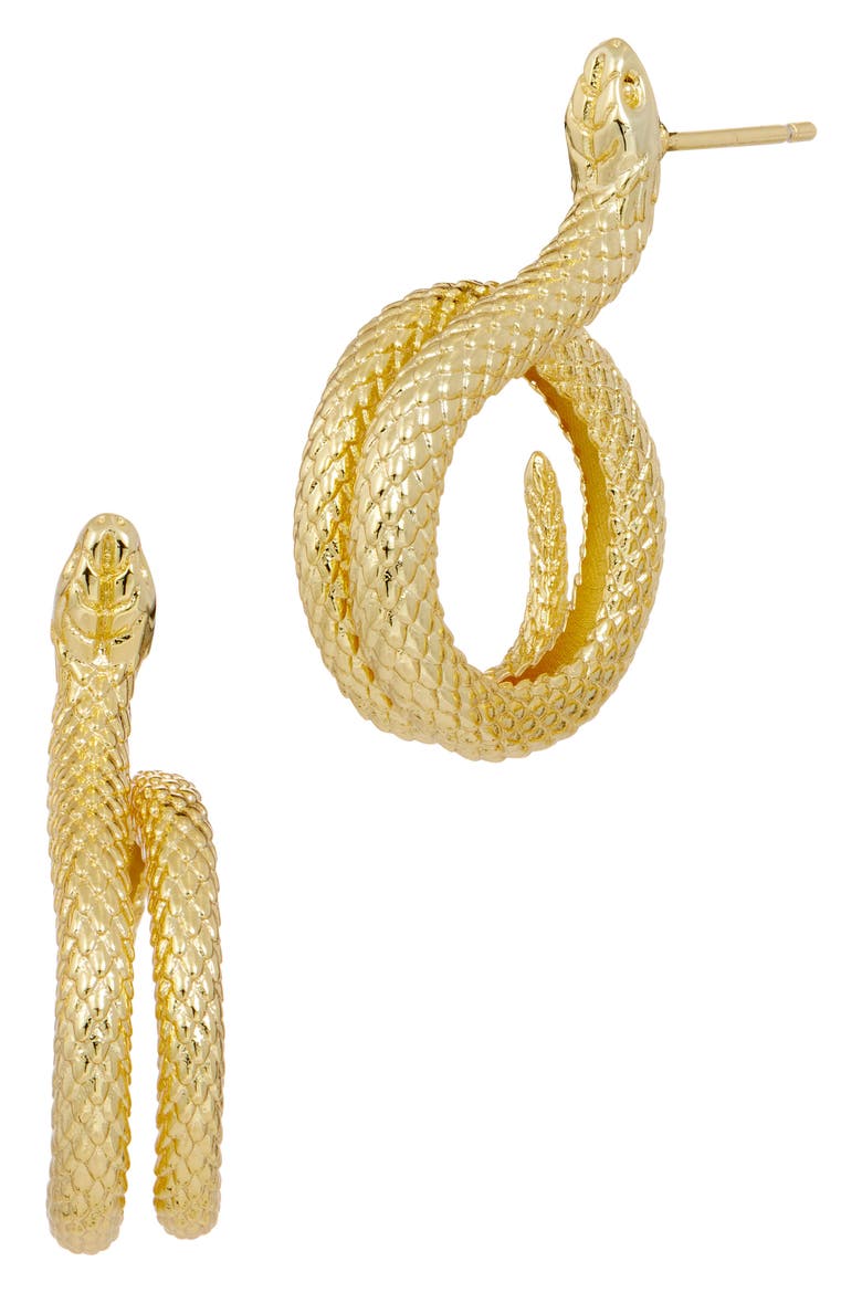 Snake Stud Earrings, Main, color, YELLOW GOLD
