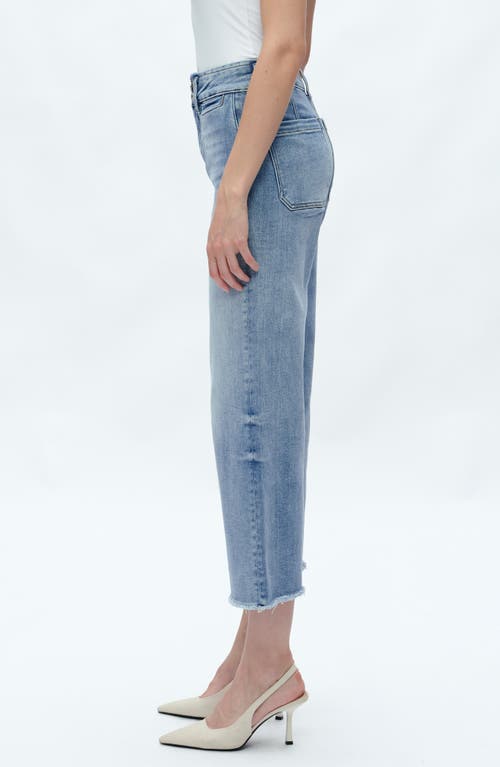 Bayeas Frayed Welt Pocket High Waist Crop Wide Leg Jeans