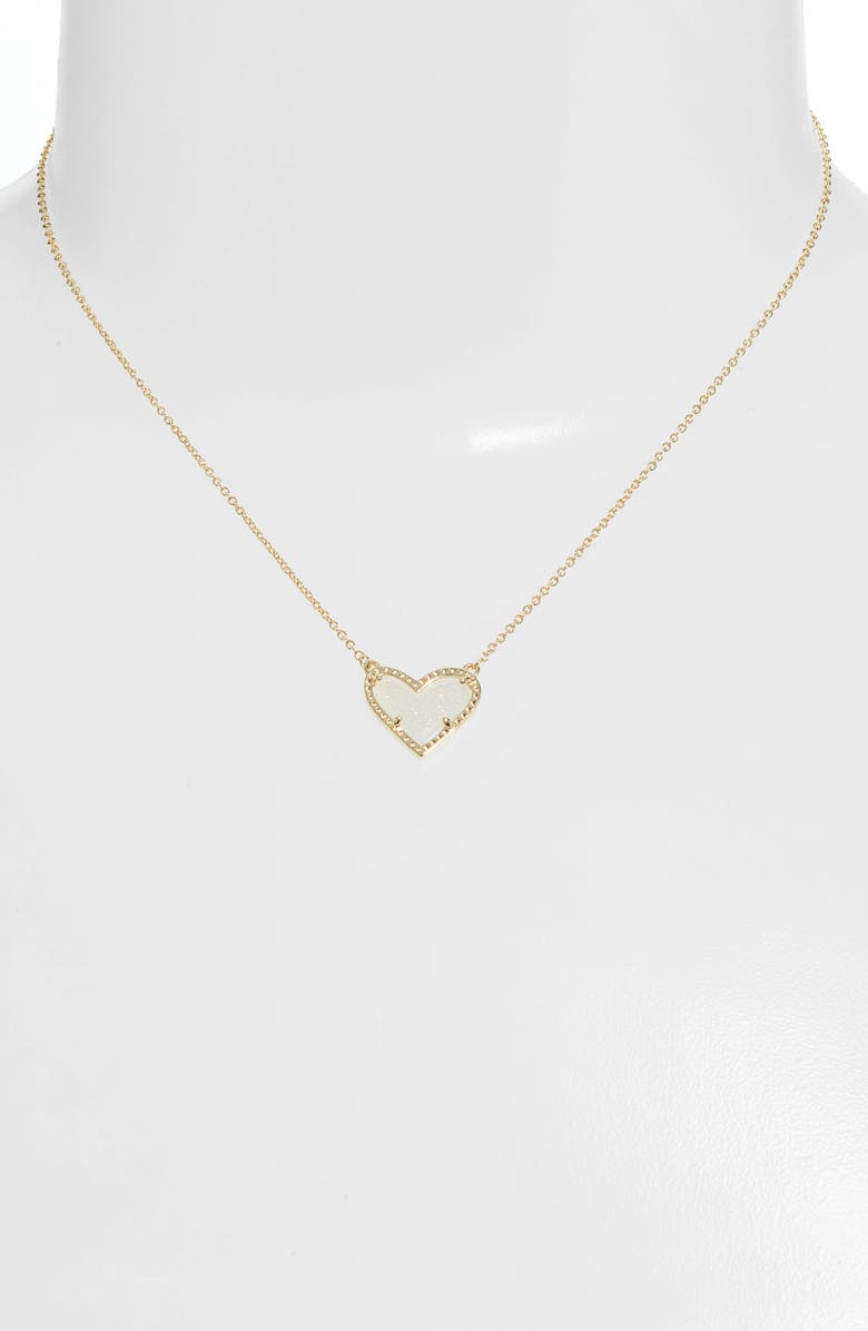 Kendra Scott Ari Heart Pendant Necklace, Alternate, color, Gold/ Iridescent Drusy
