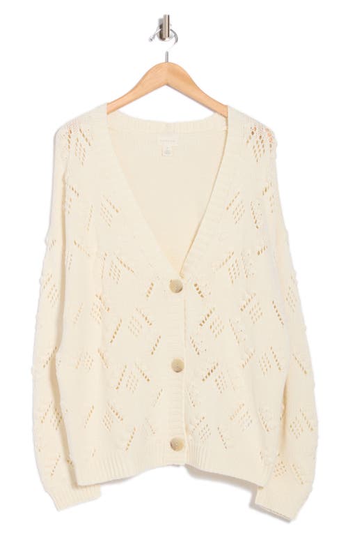 Caslon ® Open Bubble Stitch Cardigan In White