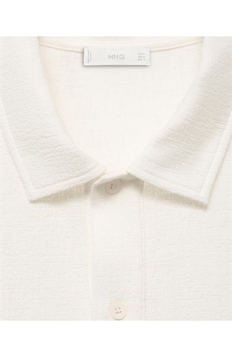 MANGO Regular Fit Textured Stretch Cotton Blend Polo, Alternate, color, Off White