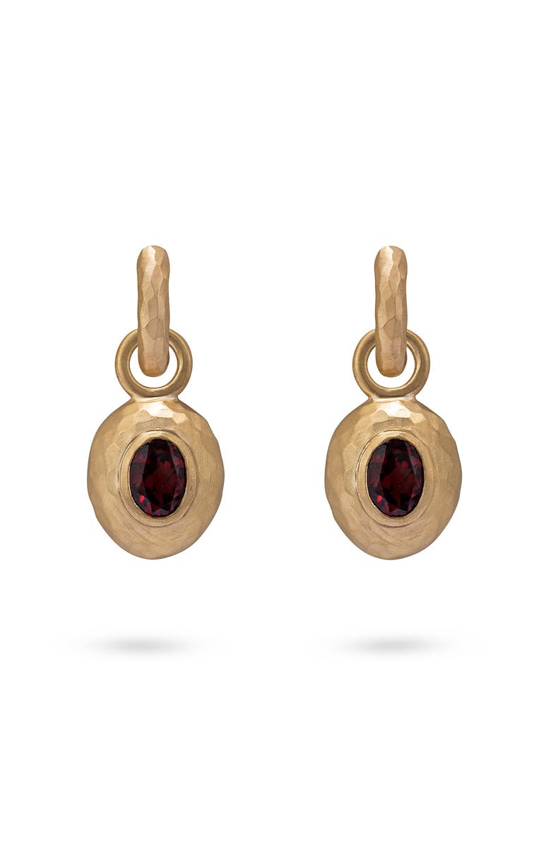 Eloise Jewelry Wander Hoops Small with Sasso Charms Red Garnet, Main, color, Sasso Charm