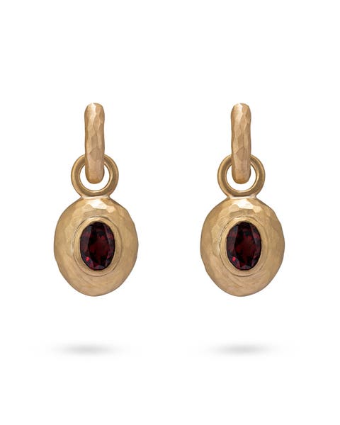 Wander Hoops Small with Sasso Charms Red Garnet