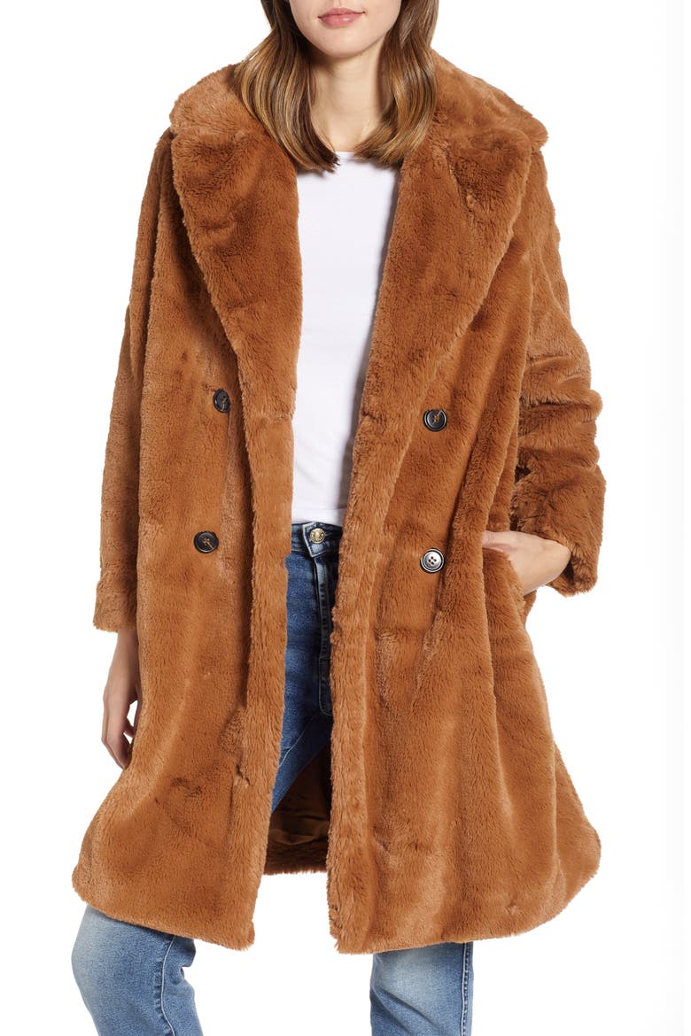 Annie Faux Fur Jacket, Main, color, DARK CAMEL