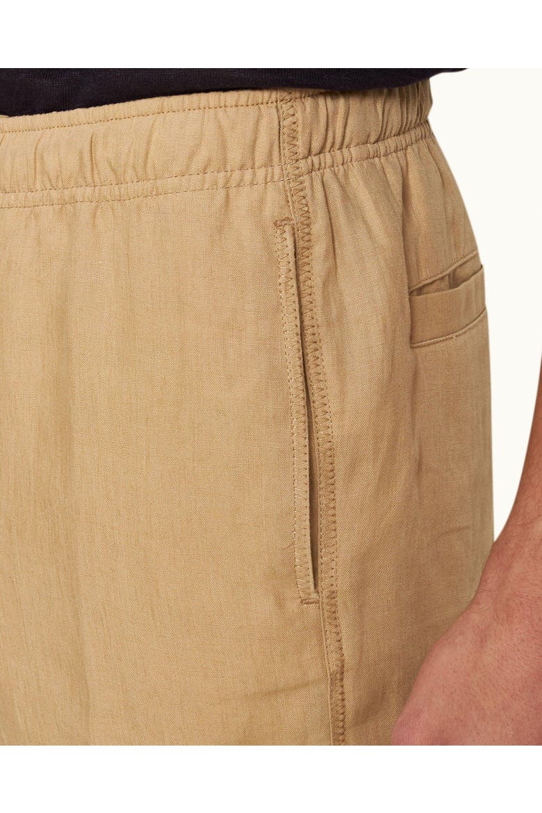 Alex Lino Relaxed Fit Italian Linen Drawcord Zip Fly Trousers, Alternate, color, BISCUIT