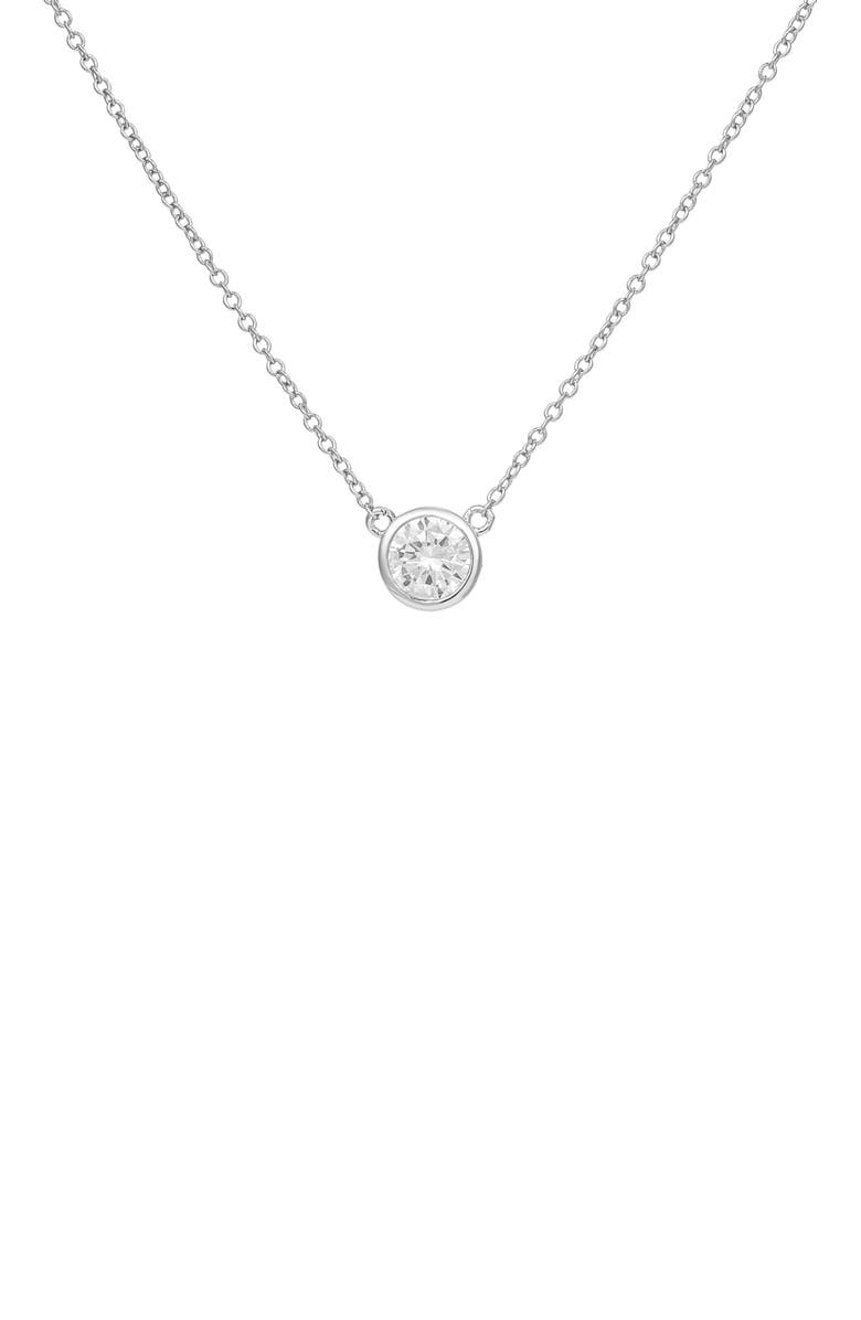 Untamed Petals Tate Bezel Crystal Pendant Necklace, Main, color, Silver