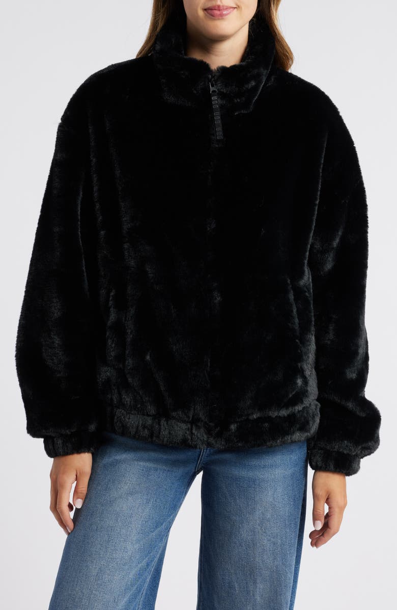 UGG<sup>®</sup> Faux Fur Jacket, Main, color, Black