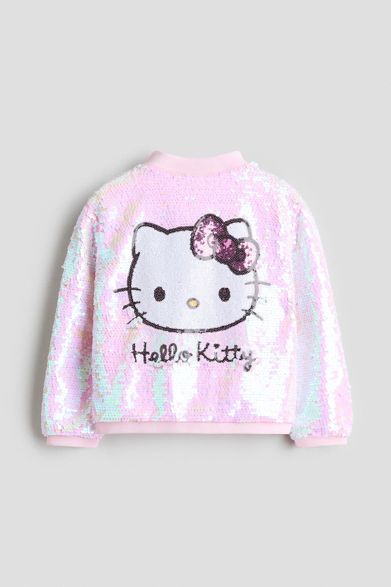 Sequined Bomber Jacket, Alternate, color, Pink/Hello Kitty