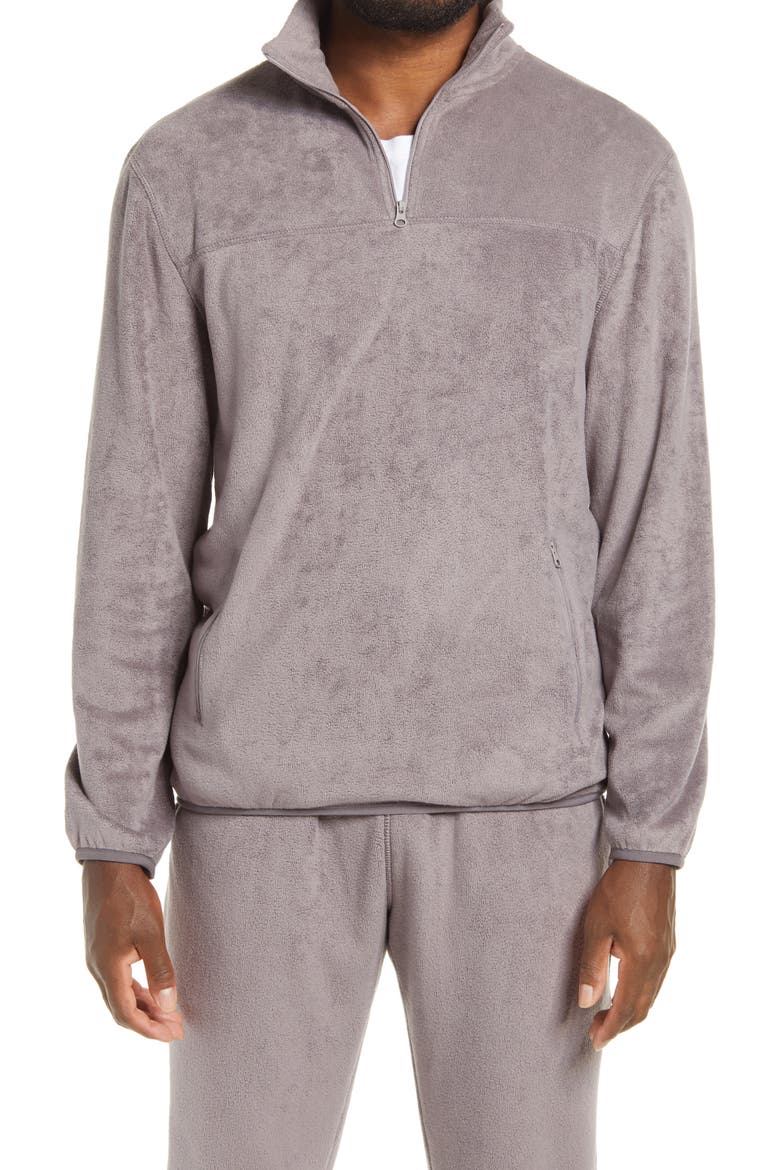 Quarter Zip Fleece Pullover, Main, color, SMUDGE