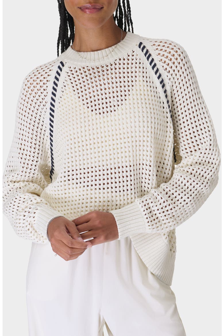 Tides High Whipstitch Open Knit Sweater, Main, color, LILY WHITE