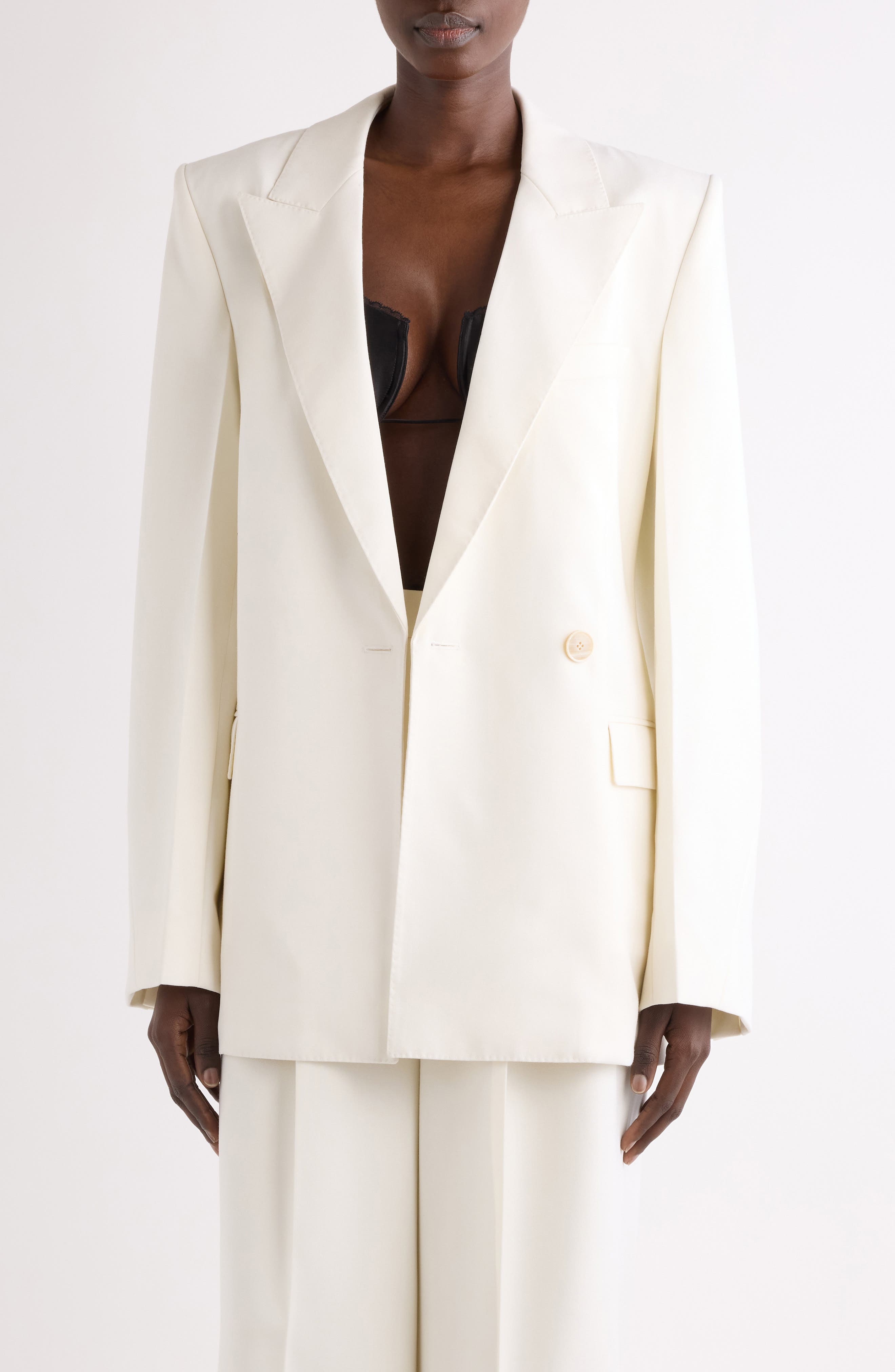 Double Breasted Wool & Mohair Cady Jacket